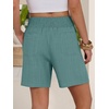 image:imageANRABESS Linen Shorts for Women Casual Summer High Waisted Wide Leg Lounge Beach Vacation Shorts with PocketsLake Green