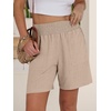 image:imageANRABESS Linen Shorts for Women Casual Summer High Waisted Wide Leg Lounge Beach Vacation Shorts with PocketsLight Khaki