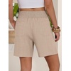image:imageANRABESS Linen Shorts for Women Casual Summer High Waisted Wide Leg Lounge Beach Vacation Shorts with PocketsLight Khaki