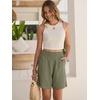 image:imageANRABESS Linen Shorts for Women Casual Summer High Waisted Wide Leg Lounge Beach Vacation Shorts with PocketsOlive Green
