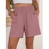 image:imageANRABESS Linen Shorts for Women Casual Summer High Waisted Wide Leg Lounge Beach Vacation Shorts with PocketsPink