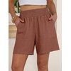 image:imageANRABESS Linen Shorts for Women Casual Summer High Waisted Wide Leg Lounge Beach Vacation Shorts with PocketsRust Red