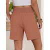 image:imageANRABESS Linen Shorts for Women Casual Summer High Waisted Wide Leg Lounge Beach Vacation Shorts with PocketsRust Red