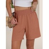 image:imageANRABESS Linen Shorts for Women Casual Summer High Waisted Wide Leg Lounge Beach Vacation Shorts with PocketsRust Red