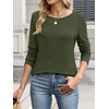 image:imageANRABESS Long Sleeve Shirts for Women Casual Crewneck Basic Tee Tshirts Loose Fit Curved Hem Tunic Top 2026 Fall OutfitsArmy Green