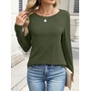 image:imageANRABESS Long Sleeve Shirts for Women Casual Crewneck Basic Tee Tshirts Loose Fit Curved Hem Tunic Top 2026 Fall OutfitsArmy Green