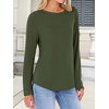 image:imageANRABESS Long Sleeve Shirts for Women Casual Crewneck Basic Tee Tshirts Loose Fit Curved Hem Tunic Top 2026 Fall OutfitsArmy Green