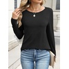 image:imageANRABESS Long Sleeve Shirts for Women Casual Crewneck Basic Tee Tshirts Loose Fit Curved Hem Tunic Top 2026 Fall OutfitsBlack