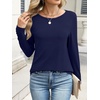 image:imageANRABESS Long Sleeve Shirts for Women Casual Crewneck Basic Tee Tshirts Loose Fit Curved Hem Tunic Top 2026 Fall OutfitsDark Navy Blue