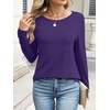 image:imageANRABESS Long Sleeve Shirts for Women Casual Crewneck Basic Tee Tshirts Loose Fit Curved Hem Tunic Top 2026 Fall OutfitsPurple