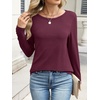 image:imageANRABESS Long Sleeve Shirts for Women Casual Crewneck Basic Tee Tshirts Loose Fit Curved Hem Tunic Top 2026 Fall OutfitsWine Rad