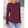 image:imageANRABESS Long Sleeve Shirts for Women Casual Crewneck Basic Tee Tshirts Loose Fit Curved Hem Tunic Top 2026 Fall OutfitsWine Rad