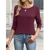 image:imageANRABESS Long Sleeve Shirts for Women Casual Crewneck Basic Tee Tshirts Loose Fit Curved Hem Tunic Top 2026 Fall OutfitsWine Rad