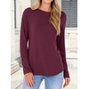 image:imageANRABESS Long Sleeve Shirts for Women Casual Crewneck Basic Tee Tshirts Loose Fit Curved Hem Tunic Top 2026 Fall OutfitsWine Rad