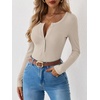image:imageANRABESS Long Sleeve Shirts for Women Henley Button Down Tops Ribbed Knit Slim Fit Fall Basic Tee 2026 Casual Trendy ClothesBeige