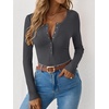image:imageANRABESS Long Sleeve Shirts for Women Henley Button Down Tops Ribbed Knit Slim Fit Fall Basic Tee 2026 Casual Trendy ClothesDark Grey