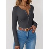 image:imageANRABESS Long Sleeve Shirts for Women Henley Button Down Tops Ribbed Knit Slim Fit Fall Basic Tee 2026 Casual Trendy ClothesDark Grey