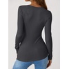 image:imageANRABESS Long Sleeve Shirts for Women Henley Button Down Tops Ribbed Knit Slim Fit Fall Basic Tee 2026 Casual Trendy ClothesDark Grey