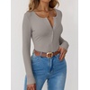 image:imageANRABESS Long Sleeve Shirts for Women Henley Button Down Tops Ribbed Knit Slim Fit Fall Basic Tee 2026 Casual Trendy ClothesGrey Khaki