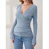 image:imageANRABESS Long Sleeve Shirts for Women Sexy Sweater V Neck Ribbed Knit Slim Fit Wrap Top 2026 Fall Casual Fashion ClothesBlue