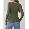 image:imageANRABESS Long Sleeve Shirts for Women Sexy Sweater V Neck Ribbed Knit Slim Fit Wrap Top 2026 Fall Casual Fashion ClothesDeep Green
