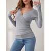 image:imageANRABESS Long Sleeve Shirts for Women Sexy Sweater V Neck Ribbed Knit Slim Fit Wrap Top 2026 Fall Casual Fashion ClothesGrey