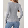 image:imageANRABESS Long Sleeve Shirts for Women Sexy Sweater V Neck Ribbed Knit Slim Fit Wrap Top 2026 Fall Casual Fashion ClothesGrey