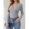 image:imageANRABESS Long Sleeve Shirts for Women Sexy Sweater V Neck Ribbed Knit Slim Fit Wrap Top 2026 Fall Casual Fashion ClothesGrey