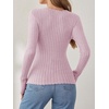 image:imageANRABESS Long Sleeve Shirts for Women Sexy Sweater V Neck Ribbed Knit Slim Fit Wrap Top 2026 Fall Casual Fashion ClothesPink