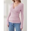 image:imageANRABESS Long Sleeve Shirts for Women Sexy Sweater V Neck Ribbed Knit Slim Fit Wrap Top 2026 Fall Casual Fashion ClothesPink