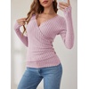image:imageANRABESS Long Sleeve Shirts for Women Sexy Sweater V Neck Ribbed Knit Slim Fit Wrap Top 2026 Fall Casual Fashion ClothesPink