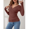 image:imageANRABESS Long Sleeve Shirts for Women Sexy Sweater V Neck Ribbed Knit Slim Fit Wrap Top 2026 Fall Casual Fashion ClothesRust Orange