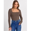 image:imageANRABESS Long Sleeve Shirts for Women Square Neck Tops Ribbed Knit Slim Fit Basic Tee Going Out Fall Fashion ClothingCoffee