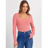 image:imageANRABESS Long Sleeve Shirts for Women Square Neck Tops Ribbed Knit Slim Fit Basic Tee Going Out Fall Fashion ClothingCoral Pink
