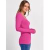 image:imageANRABESS Long Sleeve Shirts for Women Square Neck Tops Ribbed Knit Slim Fit Basic Tee Going Out Fall Fashion ClothingHot Pink