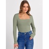 image:imageANRABESS Long Sleeve Shirts for Women Square Neck Tops Ribbed Knit Slim Fit Basic Tee Going Out Fall Fashion ClothingSage Green