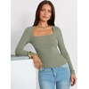 image:imageANRABESS Long Sleeve Shirts for Women Square Neck Tops Ribbed Knit Slim Fit Basic Tee Going Out Fall Fashion ClothingSage Green