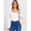 image:imageANRABESS Long Sleeve Shirts for Women Square Neck Tops Ribbed Knit Slim Fit Basic Tee Going Out Fall Fashion ClothingWhite
