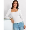 image:imageANRABESS Long Sleeve Shirts for Women Square Neck Tops Ribbed Knit Slim Fit Basic Tee Going Out Fall Fashion ClothingWhite