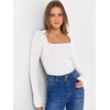 image:imageANRABESS Long Sleeve Shirts for Women Square Neck Tops Ribbed Knit Slim Fit Basic Tee Going Out Fall Fashion ClothingWhite