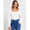 image:imageANRABESS Long Sleeve Shirts for Women Square Neck Tops Ribbed Knit Slim Fit Basic Tee Going Out Fall Fashion ClothingWhite