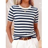 image:imageANRABESS Long Sleeve Sweater for Women Scoop Neck Casual Lightweight Ribbed Knit Pullover Tops 2026 OutfitsBlue White Stripe