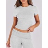 image:imageANRABESS Lounge Sets for Women 2 Piece Foldover Yoga Flare Leggings Pants Crop Tops Casual Y2K Outfits Matching Tracksuit SetLight Grey