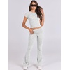 image:imageANRABESS Lounge Sets for Women 2 Piece Foldover Yoga Flare Leggings Pants Crop Tops Casual Y2K Outfits Matching Tracksuit SetLight Grey