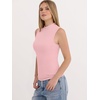 image:imageANRABESS Mock Neck Tops for Women Basic Soft Ribbed Slim Tank Tops Comfy for Yoga Lounge amp Office Versatile Summer ShirtBright Pink