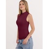 image:imageANRABESS Mock Neck Tops for Women Basic Soft Ribbed Slim Tank Tops Comfy for Yoga Lounge amp Office Versatile Summer ShirtDeep Red