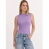 image:imageANRABESS Mock Neck Tops for Women Basic Soft Ribbed Slim Tank Tops Comfy for Yoga Lounge amp Office Versatile Summer ShirtLight Purple