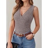 image:imageANRABESS Tank Tops for Women V Neck Sleeveless Sexy Top Ribbed Slim Fitted Tanks 2026 Casual Summer Daily Wear amp Going OutDeep Coffee