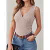 image:imageANRABESS Tank Tops for Women V Neck Sleeveless Sexy Top Ribbed Slim Fitted Tanks 2026 Casual Summer Daily Wear amp Going OutLight Khaki