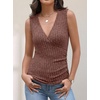 image:imageANRABESS Tank Tops for Women V Neck Sleeveless Sexy Top Ribbed Slim Fitted Tanks 2026 Casual Summer Daily Wear amp Going OutRust Orange